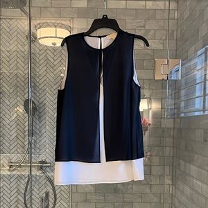 Michael Kors Black and White Layered Blouse